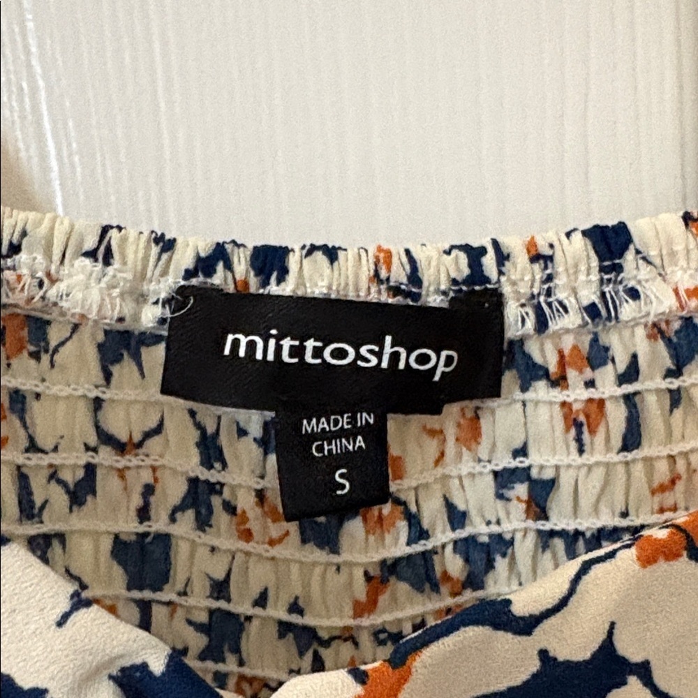 Mittoshop Navy and Orange Floral Blouse small - Picture 3 of 7